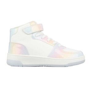 Fabric Girls Glitter High Top Trainers / White/Green/Black